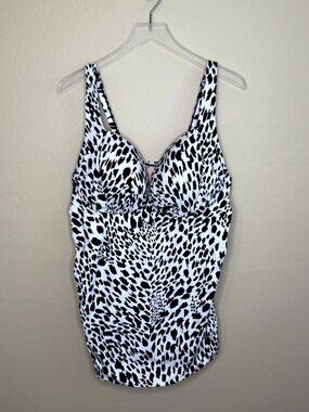 Lane Bryant Leopard Animal Print Underwire Tankini 44 D
